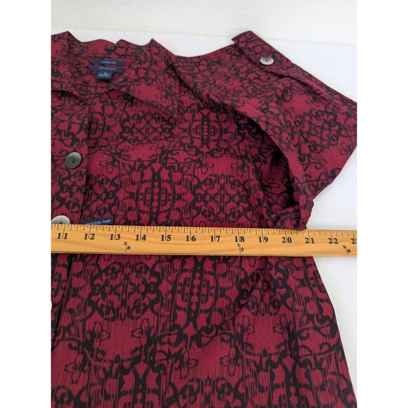 Westbound Womens Dark Red Wrinkle Free Button Up Shirt Size 18 Geometric Print - Picture 7 of 8